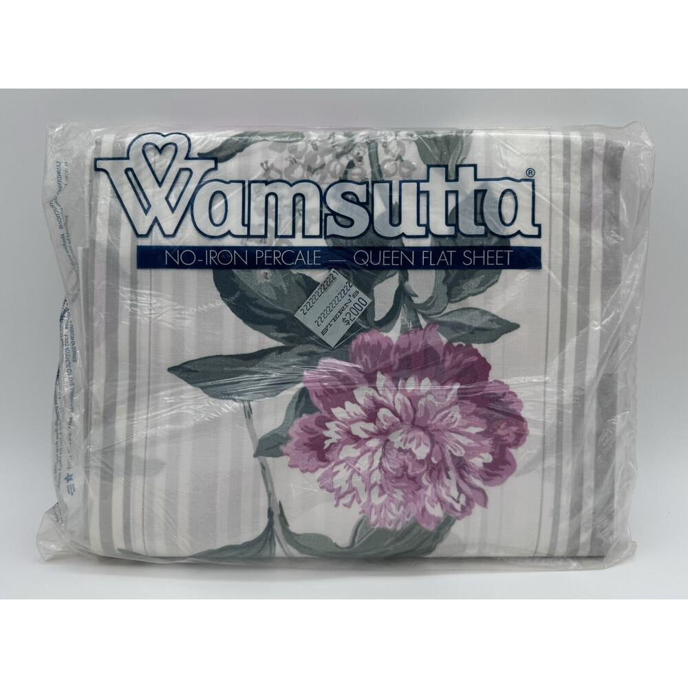 Wamsutta Queen Flat Sheet Floral 180 Thread Count Cotton Polyester 90"x102" New
